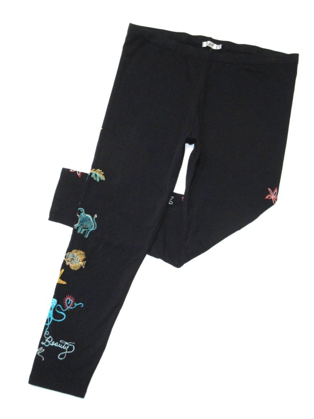 NWT Johnny Was Zoe Legging in Black Embroidered Stretch Cotton Pants XL